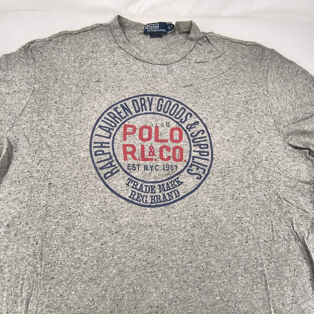 Polo By Ralph Lauren Crew Neck Short Sleeve Shirt Mens Size 2XL Gray Red